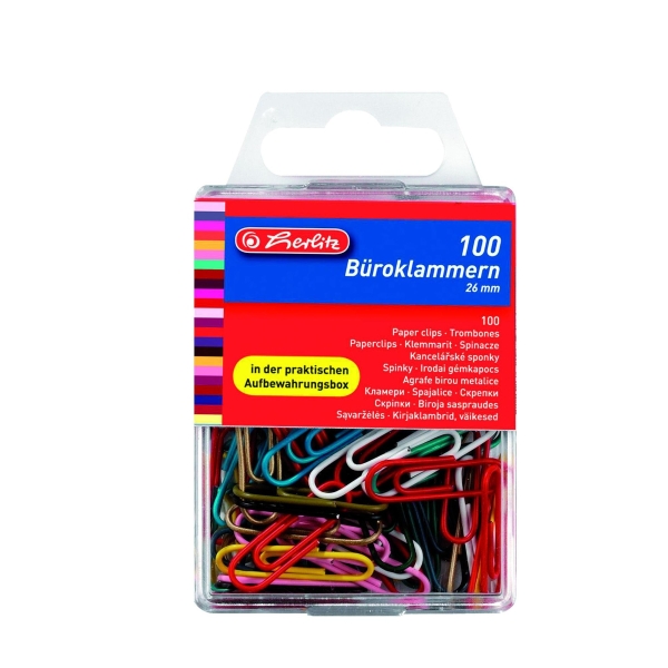 BX100 HERLITZ PAP CLIPS 26MM PLAST MIX