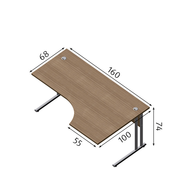 L-SHAP DESKTOP 160X100/68X74CM CALV RIGH