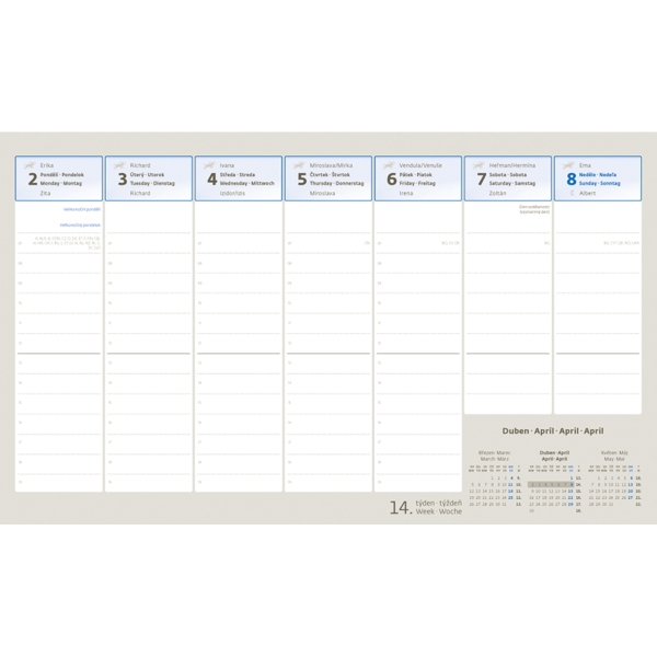 Manager Europe - české/slovenské týždenné stľpcové kalendárium + Aj + Nj