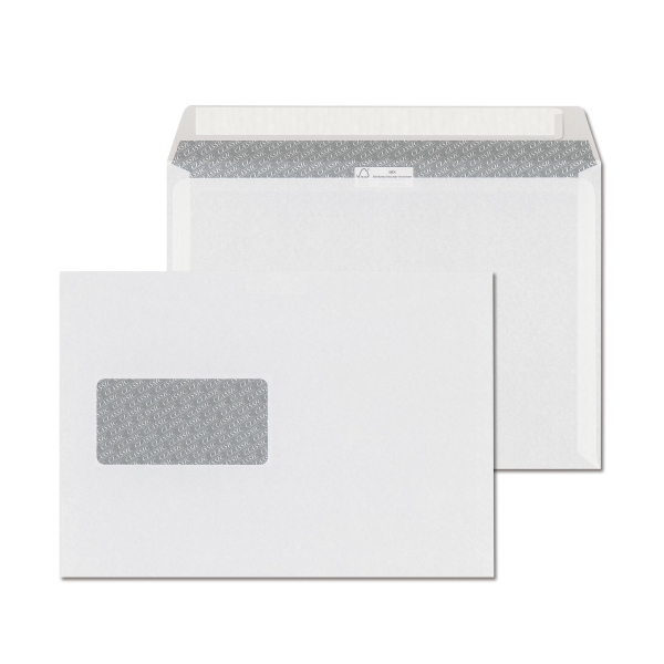 Obálky samolepiace s krycou páskou biele C5(162 x 229 mm), okno vľavo, 500ks/bal