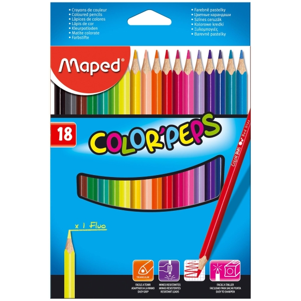 Ceruzky farebné Maped 2,9 mm, balenie 18 farieb