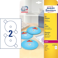 Avery Zweckform L7760-25 CD/DVD címkék, fényes fehér, 25 ív, 50 etikett/csomag