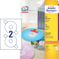 Avery Zweckform L6043-25 CD/DVD címkék, matt fehér, 25 ív, 50 etikett/csomag
