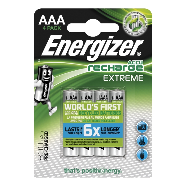 Energizer Extreme újratölthető elem, HR3/AAA, 4 db/csomag