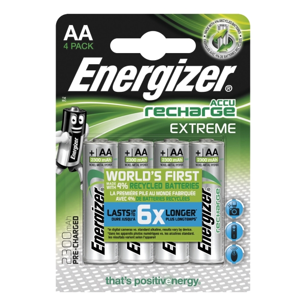 Energizer Extreme újratölthető elem, HR6/AA, 4 db/csomag