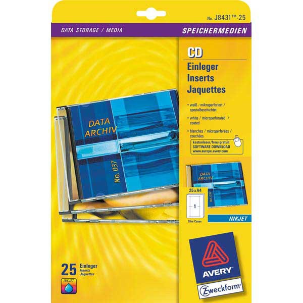 AVERY FULL FACE PREMIUM MATT INKJET CD/DVD CASE COVER CARD INSERTS - BOX OF 25