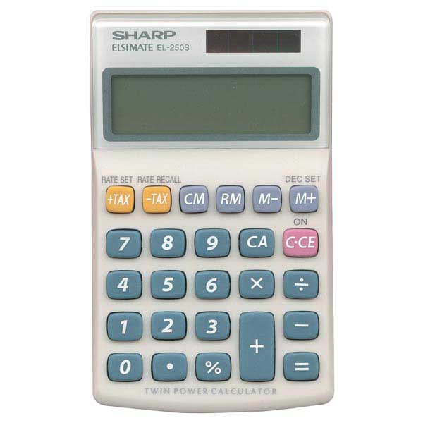 Taschenrechner Sharp EL-250S, 8stellig, Solar-/Batteriebetrieb, grau
