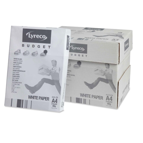 Kopierpapier Lyreco Budget A4, 80 g/m2, Box à 5x500 Blatt.