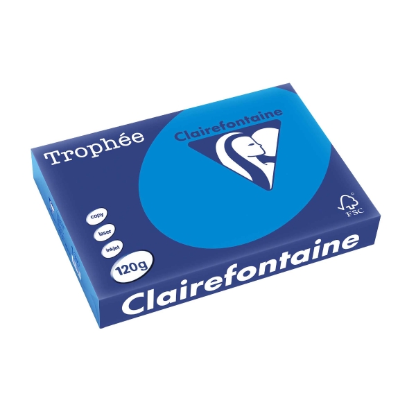 Clairefontaine Trophée 1291 coloured paper A4 120g caribbeanblue -pack of 250