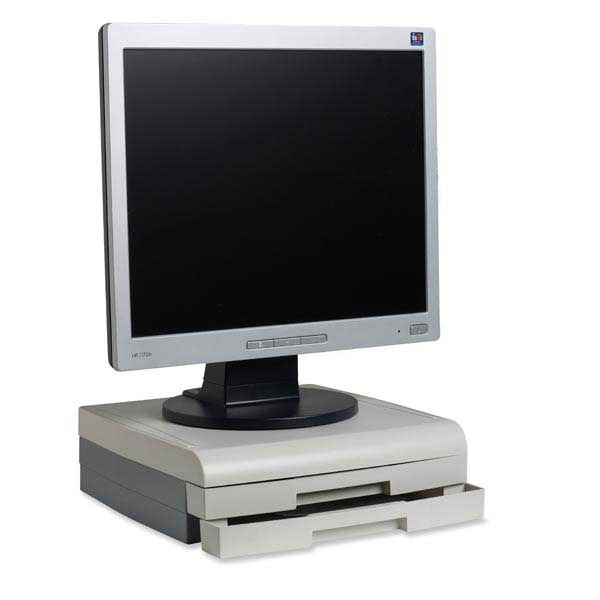 Monitorständer mit 2 Schubladen Tragfähigkeit 20kg Erhöhung 109mm grau