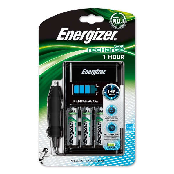 Ladegerät Energizer 1-Hour-Charger, für AA und AAA Akkus, inkl. 4 AA-Akkus