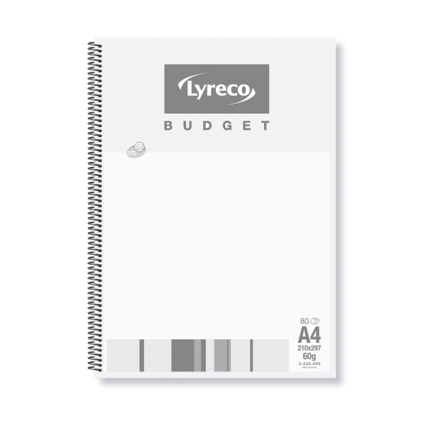 CAHIER SPIRALE LYRECO BUDGET A4 60G 160 PAGES QUADRILLEES 5 X 5