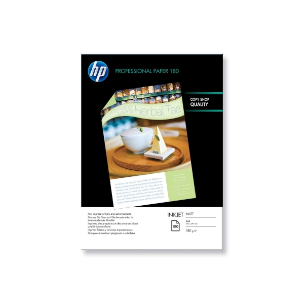 InkJet Papier HP Professional Q6592A A4, 180 g/m2, matt, PEFC, Pk. à 100 Bl.