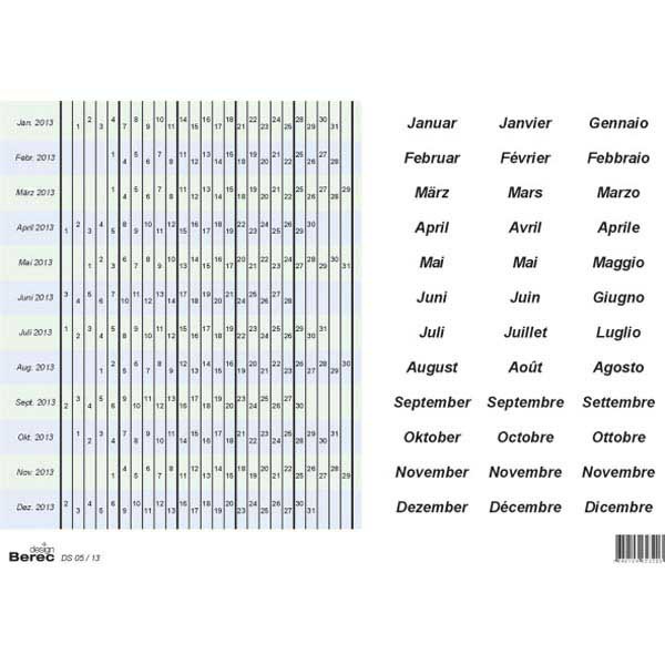 Set de bandes datées Berec DS05-13, semaines de 5 jours, autocollantes