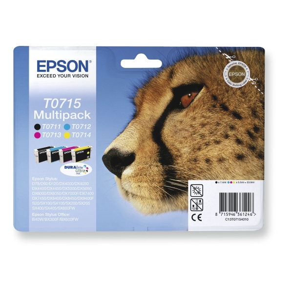 Epson T071540 ink cartridges 4 color - multipack [7,4 + 3x5,5ml]