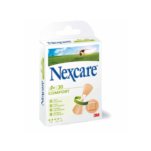 BOITE 30 PANSEMENTS ASSORTIS NEXCARE COMFORT HYPOALLERGENIQUES