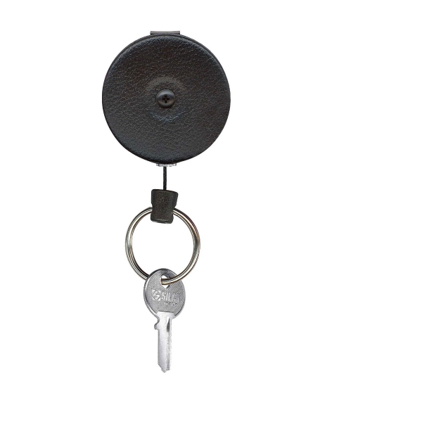 Schlüsselanhänger Rieffel KB485, Auszugskette 120 cm, Gürtelclip, schwarz