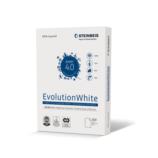 Kopierpapier Steinbeis Evolution White A4, 80 g/m2, Recycling, Pk. à 500 Bl.