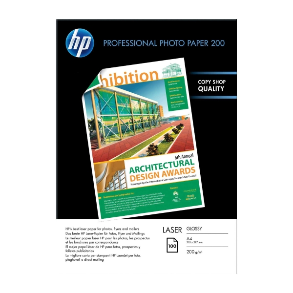 Laser Fotopapier HP Professional CG966A A4, 200 g/m2, glossy, FSC, Pk. à 100 Bl.