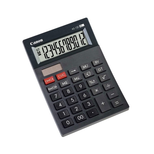 CALCULATRICE DE BUREAU CANON AS-120 NOIRE 12 CHIFFRES