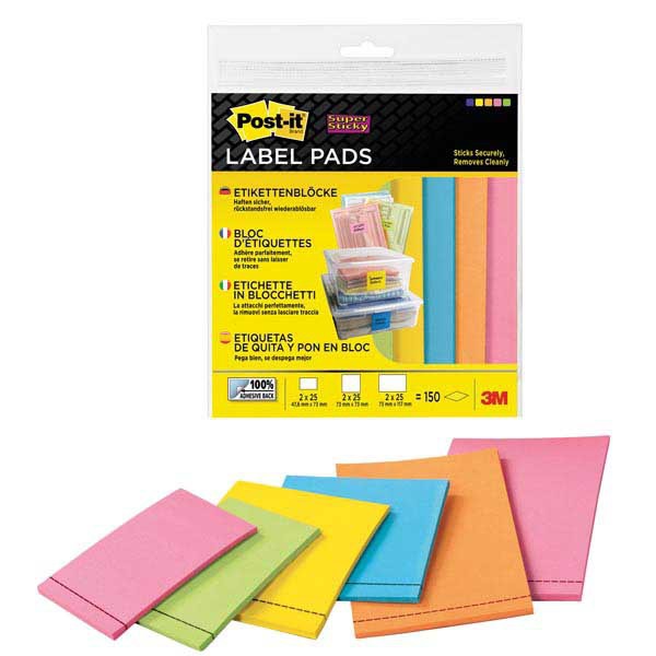 Etikettenblock Post-it Super Sticky 2900M6, 25 Blatt, sortiert, 6 Stück