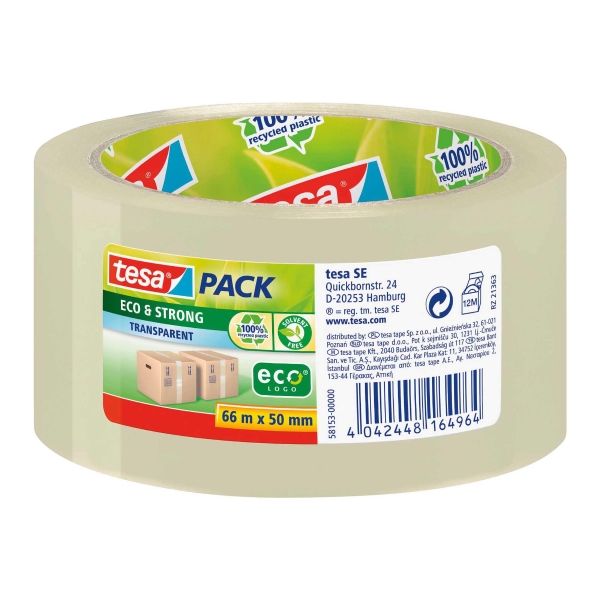 Verpackungsband Tesa Eco&Strong 58153, 50 mmx66 m, transparent