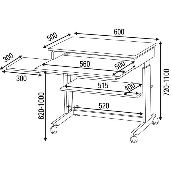 TWIN CLICK 6820-0 DRUCKERTISCH BUCHE/GR