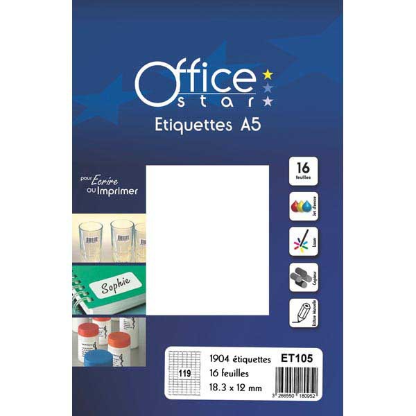 AVERY WHITE OFFICE LABELS 12 X 18.3MM - BOX OF 1,904