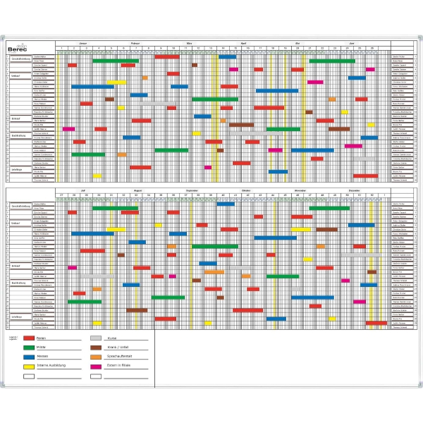 Planning annuel au format semestriel Berec B394, all./fr., 100x120 cm