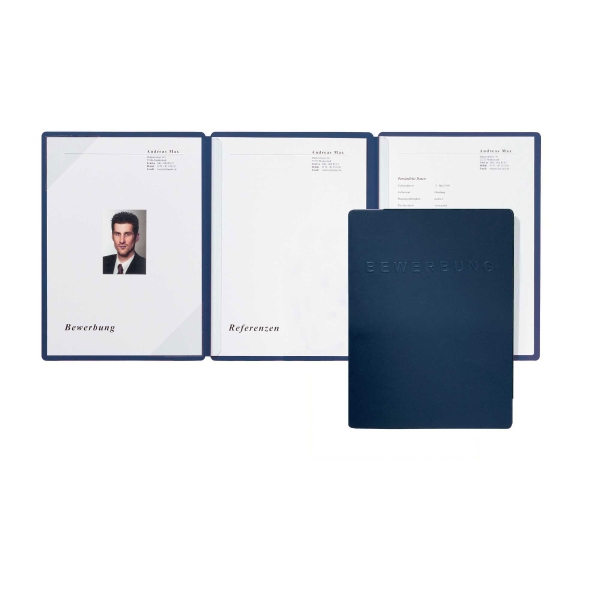Application Portfolio Square, High-Quality Cardboard, Tri-Fold, Blue (22022-02)