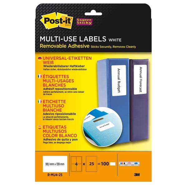 PK100 POST-IT R-MU4 REMOV LAB 99.1X139MM