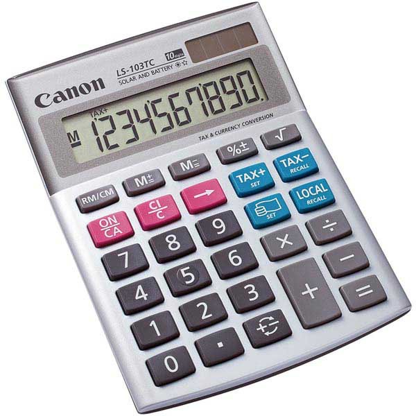 Calculatrice de bureau Canon LS-103TC, 10 chiffres, argent