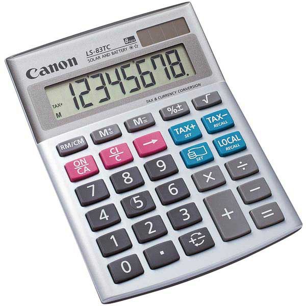 Calculatrice de bureau Canon LS-83TC, 8 chiffres, argent