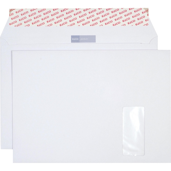 Enveloppes Elco Power, C4, fenêtre à droite, 125 gm2, blanc