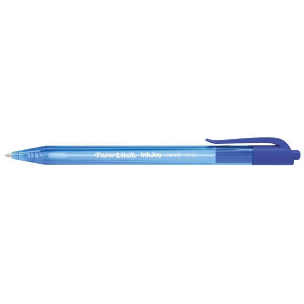 STYLO BILLE RETRACTABLE PAPERMATE INKJOY 100 RT 1 MM ENCRE ULV BLEU