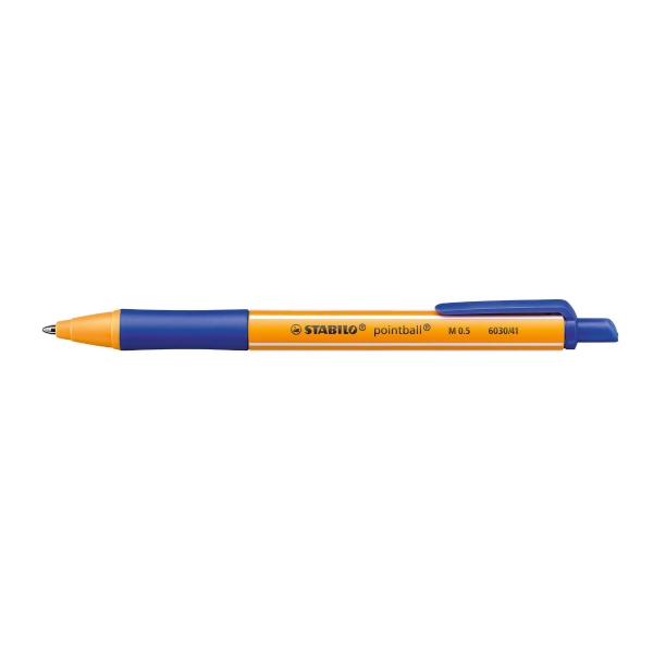 STYLO BILLE RETRACTABLE ET RECHARGEABLE POINTBALL STABILO 0,5 MM BLEU