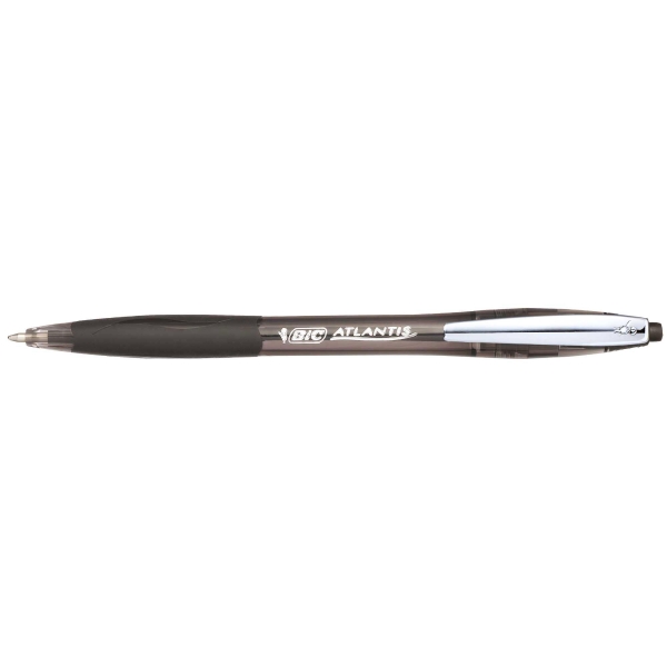 Bic Atlantis retractable ballpoint pen metal clip 1mm black