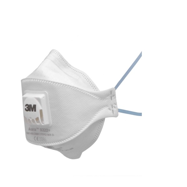 BOITE DE 10 MASQUES ANTIPOUSSIERE 3M 9322 PLIABLES  AVEC SOUPAPE FFP2