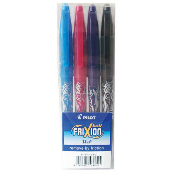 Roller Pilot Frixion Ball, Strichbreite 0,35 mm, 4er-Set, assortiert