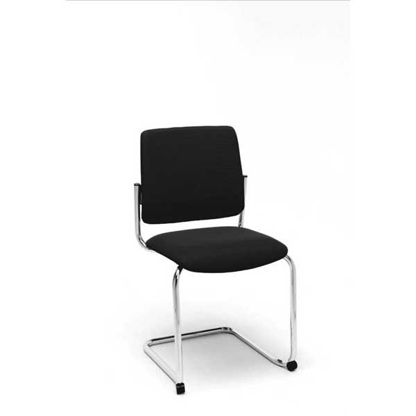 Freischwingender Besucher-Stuhl Prosedia, Polyester Stoff, schwarz