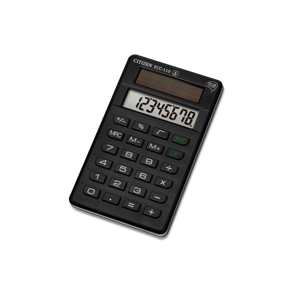 Calculatrice Citizen ECC-110, LCD de 8 chiffres, noir