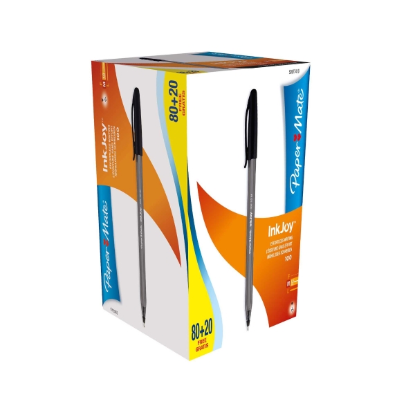 PACK AVANTAGE 80 + 20 STYLOS BILLE OFFERTS PAPERMATE INKJOY 100 1 MM NOIR