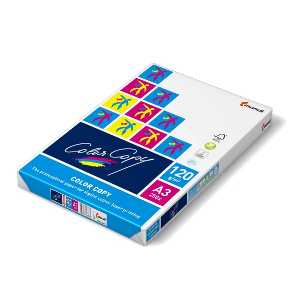 Papier laser couleur Color Copy A3 120 gm2, FSC, emb. de 250 flles