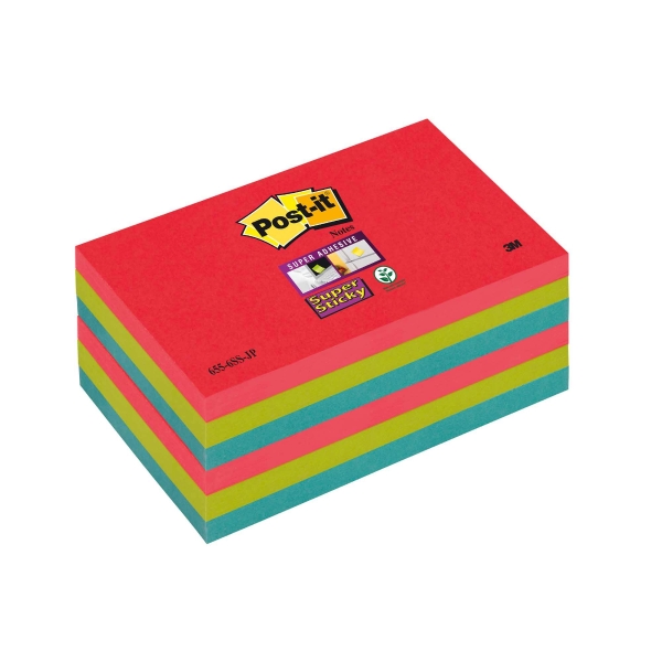Post-it 655-6SS-JP Super Sticky Notes 76x127 mm Bora Bora colours - pack of 6