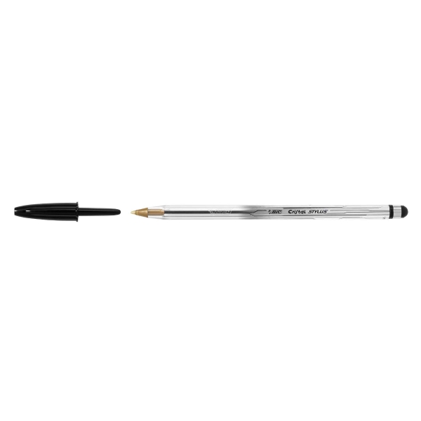 STYLO BILLE BIC CRISTAL STYLUS 2 EN 1 STYLET ET STYLO POINTE 1MM NOIR