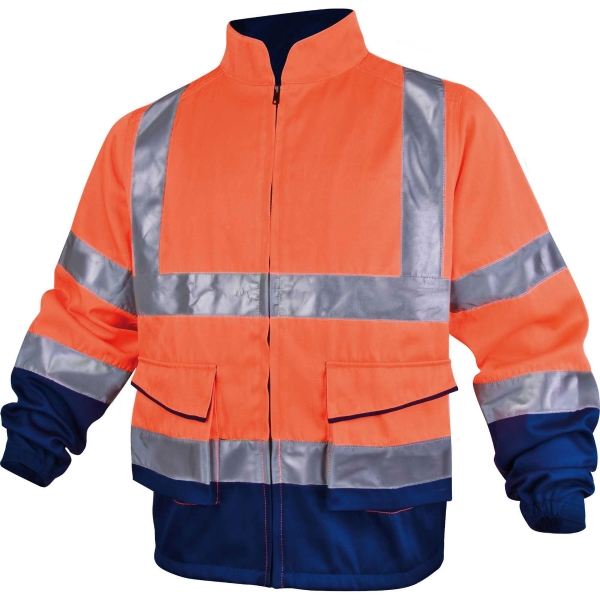 VESTE HAUTE VISIBILITE DELTA PLUS PANOSTYLE ORANGE FLUO/BLEU MARINE TAILLE XXL