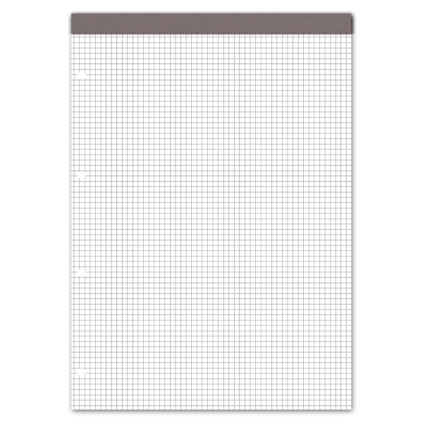 Bloc-notes A4, 70 g/m2, quadrillé 4 mm, 100 feuilles, 4 perforations