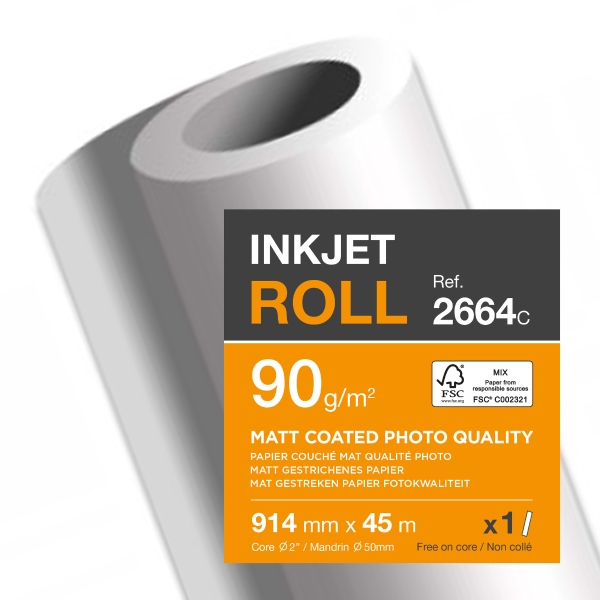 ROTOLO CARTA PLOTTER PATINATA CLAIREFONTAINE 2664C 90 G/MQ 91,4 CM x 45 M