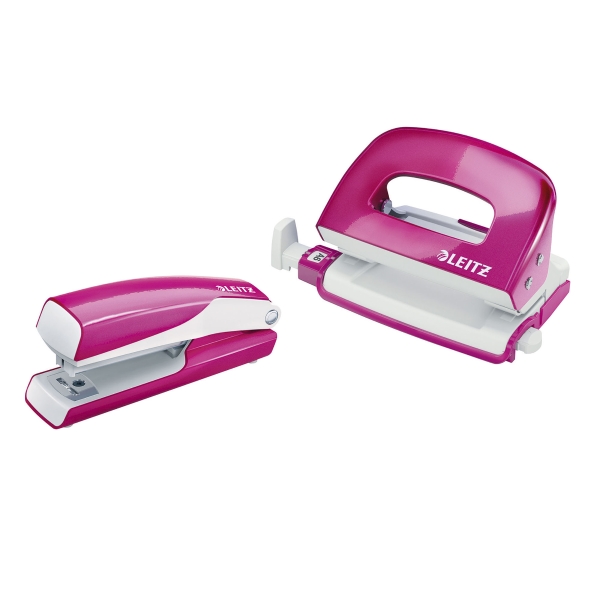 LEITZ WOW MINI PACK PERFORATEUR + AGRAFEUSE 10F ROSE