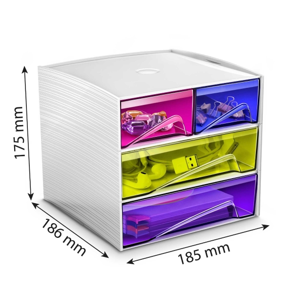 Schubladensystem Cep MyCube, 4 Schublaben, farbig assortiert